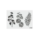 STENCİLTASARIM Stencil Tasarım Tropikal Yapraklar- Dekoratif Duvar, Eşya, Kumaş Boyama Şablonları 21x30cm F197