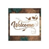 STENCİLTASARIM Stencil Tasarım Yz328 Welcome Duvar Ahşap Cam Kumaş Boyama Şablonu 21x30cm