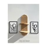 Step and Maker Çift Katmanlı 'Home Love Tablo' & Duvar Rafı ( 54-16 cm ) Duvar Dekor Seti