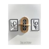Step and Maker Dekoratif Ahşap Duvar Rafı Home Love Tablo 3'lü Set Salon Süsü