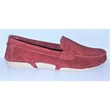 Step More Z1602 Kadın Günlük Geçme Rok Hakiki Süet Deri Loafer Babet Ayakkabı - Kırmızı