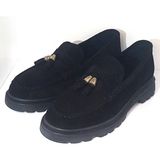 Step More Z3223131 Kadın Hakiki Deri Yüksek Taban Loafer Ayakkabı - Siyah - Süet
