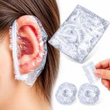 StepCo 25 Şeffaf Su Geçirmez Kulak Koruyucu Bone, Elastik Kulak Kılıfı, Duş, Saç Yıkama, Saç Boyama ve Kuaför Kullanımı Için Su Koruyucu Kulak Bonesi, Unisex - 1 kg