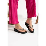 STEPDIAMOND APRIL Gümüş Taşlı Şık Kadın Flip Flop Parmak Arası Terlik Plaj Terlik Yazlık Platform Terlik 4,5 cm