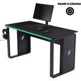 Stepgamer Amiral RS7 Profesyonel Oyuncu Masası – 18mm Siyah Melamin, RGB LED, Kulaklık Aparatlı, 67x138 cm, Çelik Ayaklı, 75 cm