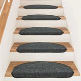 Stepmat Bukle Halıdan Basamak ve Merdiven Paspası - 25 x 65 cm - Gri