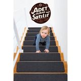 Stepmat Halifleks Yapışkan Tabanlı Merdiven Basamak Paspası Rip Halı Kaymaz Tabanlı / Adet Olarak Satılır - 30 x 80 cm - Antrasit