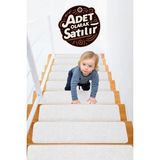 Stepmat Halifleks Yapışkan Tabanlı Merdiven Basamak Paspası Rip Halı Kaymaz Tabanlı / Adet Olarak Satılır - 30 x 80 cm - Beyaz