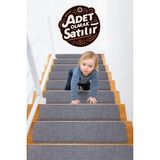 Stepmat Halifleks Yapışkan Tabanlı Merdiven Basamak Paspası Rip Halı Kaymaz Tabanlı / Adet Olarak Satılır - 30 x 80 cm - Füme