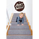 Stepmat Halifleks Yapışkan Tabanlı Merdiven Basamak Paspası Rip Halı Kaymaz Tabanlı / Adet Olarak Satılır - 30 x 80 cm - Gri