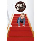 Stepmat Halifleks Yapışkan Tabanlı Merdiven Basamak Paspası Rip Halı Kaymaz Tabanlı / Adet Olarak Satılır - 30 x 80 cm - Kırmızı