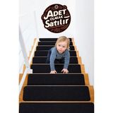Stepmat Halifleks Yapışkan Tabanlı Merdiven Basamak Paspası Rip Halı Kaymaz Tabanlı / Adet Olarak Satılır - 30 x 80 cm - Siyah