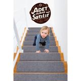 Stepmat Halifleks Yapışkan Tabanlı Merdiven Basamak Paspası Rip Halı Kaymaz Tabanlı - Füme