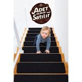 Stepmat Halifleks Yapışkan Tabanlı Merdiven Basamak Paspası Rip Halı Kaymaz Tabanlı/Adet Olarak Satılır (Siyah)