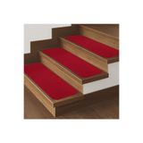 Stepmat Kırmızı Velür Kaymaz Tabanlı Merdiven Basamak Paspası/Halısı
