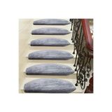 Stepmat Oval Kendinden Yapışkanlı Tufting Merdiven Basamak Paspası - Açık Gri/Adet Olarak Satılır