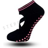 Steppe Berry 2 Çift Çapraz Bantlı Çember Detaylı Pilates ve Yoga Çorabı - Siyah - 36 - 40