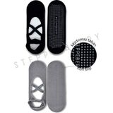 Steppe Berry 2 Çift Çapraz Bantlı Premium Pilates ve Yoga Çorabı - Gri - Siyah - 36 - 40