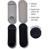 Steppe Berry 2 Çift Kadın Dikişsiz ve Kaydırmazlı Patik Pilates Yoga Çorabı - 36 - 40 - Gri - Antrasit
