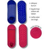 Steppe Berry 2 Çift Kadın Dikişsiz ve Kaydırmazlı Patik Pilates Yoga Çorabı - 36 - 40 - Koyu Mavi - Fuşya