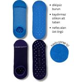 Steppe Berry 2 Çift Kadın Dikişsiz ve Kaydırmazlı Patik Pilates Yoga Çorabı - 36 - 40 - Mor - Mavi