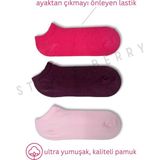 Steppe Berry 3 Çift Premium Kalite Pamuk Patik Çorap - Pembe - Fuşya - Bordo - 36 - 40