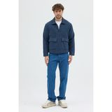 Steppe Rider Erkek Oversize Pamuk Melanjlı Kalın Kışlık Ceket Gömlek - Dayanıklı Cepli Overshirt - Relax Fit - 001-Lacivert