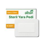 Steril Yara Pedi, Nonwowen 5cmx7,5cm Pansuman Yara Örtüsü, Steril Tekli Paketlerde 25li Kutuda