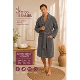 Sternen Glanz Bamboo %100 Bambu Unisex Şal Yaka Yumuşak Büyük Beden Yetişkin Bornoz - 2XL - Antrasit