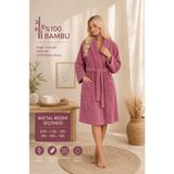 Sternen Glanz Bamboo %100 Bambu Unisex Şal Yaka Yumuşak Büyük Beden Yetişkin Bornoz - S - M - Mürdüm