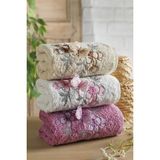 Sternen Glanz Nakışlı Çeyizlik Adelina Butterfly Fluffy Pamuklu 3 Adet 30 x 50 El Yüz Mutfak Havlusu Çeyiz Seti - Renkli - 30 x 50 cm
