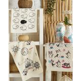 Sternen Glanz Pamuklu Sweety Sheep Desenli Yumuşak Mutfak Havlusu Kurulama Bezi 30 x 50 cm 3'lü - Krem