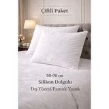Sternen Glanz Sleepwell 2 Adet 50 x 70 cm Slikon Dolgulu Dış Yüzeyi Pamuklu Yumuşak Dokulu 900 gr Dolgun Yastık - Beyaz
