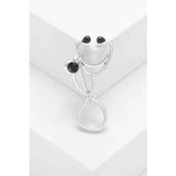 STETESKOP SAĞLIK TIP DOKTOR TAŞLI ŞIK BROŞ 4 CM.