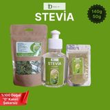 Stevia Sıfır Kalori ve Doğal Sıcak Soğuk İçecek ve Tatlı kullanımına 140 gr ve 50 gr Yeşil Toz ”0”(Sıfır) Kalori, “0” (Sıfır) Enerji