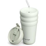Stevig 3 Bubble Two-Cap Straw Tumbler Çelik Termos 600 Mililitre Lightest Sky ST-247 - Çok Renkli