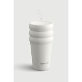 Stevig 3 Bubble Two-Cap Straw Tumbler Çelik Termos 600 ML White Stone ST-249