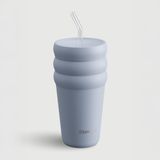Stevig 3 Bubble Two-Cap Straw Tumbler Çelik Termos 600 ml Zen Blue ST-246 - Mavi - 0,60 lt