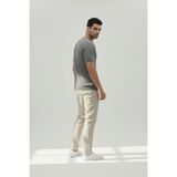 STG Erkek Slim Fit Fitilli Triko Tişört Kısa Kollu Bisiklet Yaka Modern Basic T-Shirt - Gri