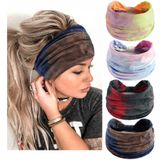 STGDAK Kadınlar için Boho Saç Bantları Moda Esnek Geniş Saç Bantları Batik Topuzlu Türban Kafa Bantları Yoga Koşu Ter Bandı Elastik Kafa Bandı Şık Sarma Saç Bantları Genç Kızlar için Saç Aksesuarları 4'lü Paket