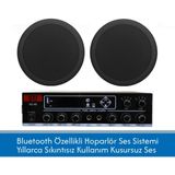 Stı 2 Adet 16CM Siyah Tavan Hoparlörü ve Bluetooth Amfi Paketi – Mağaza, Ofis ve Ev Ses Sistemi