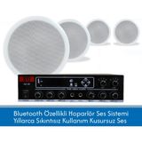 Stı 4 Adet 16CM Tavan Hoparlörü ve Bluetooth Amfi Paketi – Mağaza, Ofis ve Ev Ses Sistemi
