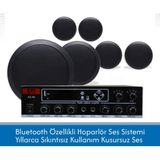 Stı 6 Adet 16CM Siyah Tavan Hoparlörü ve Bluetooth Amfi Paketi – Mağaza, Ofis ve Ev Ses Sistemi