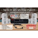 Stı 6 Beyaz Hoparlörlü ve Headset Mikrofonlu Mescit Ses Sistemi Paketi