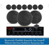 Stı Cafe ve Ofisler Için Hazır Ses Paketi: 10'lu Tavan Hoparlör Mikrofon ve Bluetooth Amfi Seti