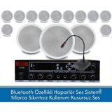 Stı Cafe ve Ofisler Için Hazır Ses Paketi: 14'lü Tavan Hoparlör Mikrofon ve Bluetooth Amfi Seti