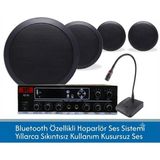 Stı Cafe ve Ofisler Için Hazır Ses Paketi: 4'lü Tavan Hoparlör Mikrofon ve Bluetooth Amfi Seti