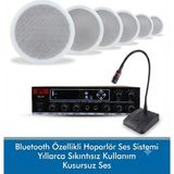 Stı Cafe ve Ofisler Için Hazır Ses Paketi: 6'lı Tavan Hoparlör Mikrofon ve Bluetooth Amfi Seti