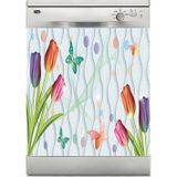 Sticker Art Bulaşık Makinesi Sticker Kaplama Beyaz Eşya Kaplama 3D Lale Kelebek