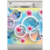 Sticker Art Bulaşık Makinesi Sticker Kaplama Beyaz Eşya Kaplama 3D Yuvarlak Çiçek